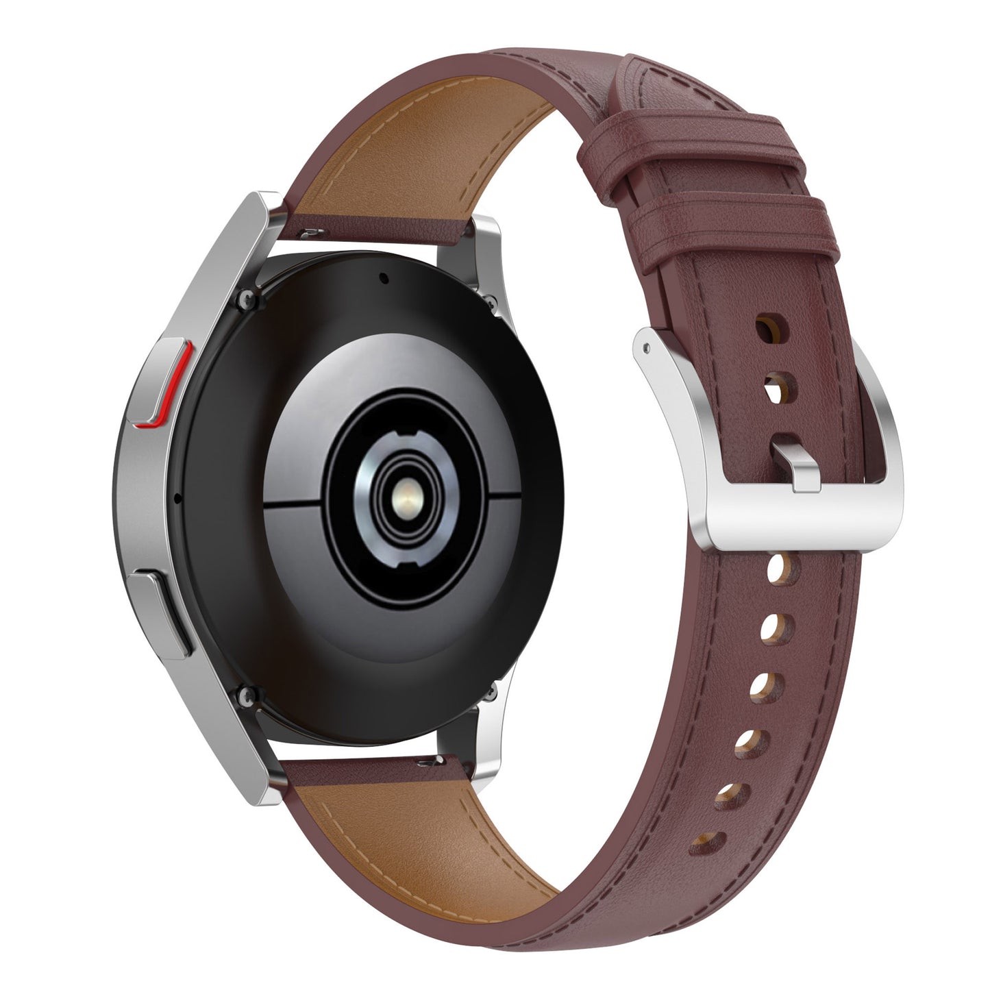 For Huawei Watch GT2/Samsung Galaxy Watch Active 20mm Universal Stitching Line First Layer Cowhide Solid Color Smart Watch Replacement Strap