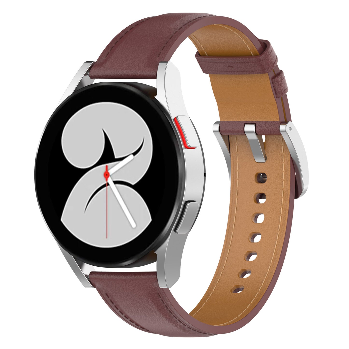 For Huawei Watch GT2/Samsung Galaxy Watch Active 20mm Universal Stitching Line First Layer Cowhide Solid Color Smart Watch Replacement Strap
