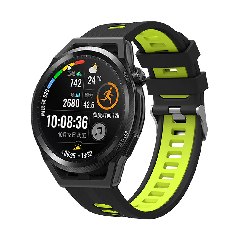 For Huawei Watch GT 3 (46mm) Dual Color 22mm Silicone Watch Strap Replacement Wrist Band