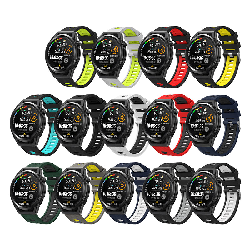 For Huawei Watch GT 3 (46mm) Dual Color 22mm Silicone Watch Strap Replacement Wrist Band