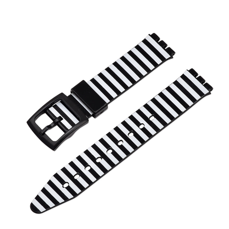 For Swatch Wrist Band Replacement Pattern Printed Silicone Adjustable Buckle Design Watch Strap 17mm
