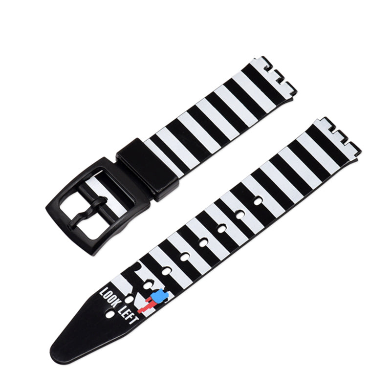 For Swatch Wrist Band Replacement Pattern Printed Silicone Adjustable Buckle Design Watch Strap 17mm
