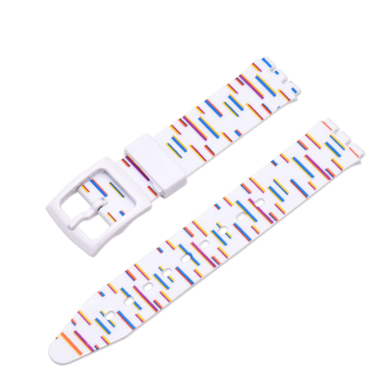For Swatch Wrist Band Replacement Pattern Printed Silicone Adjustable Buckle Design Watch Strap 17mm