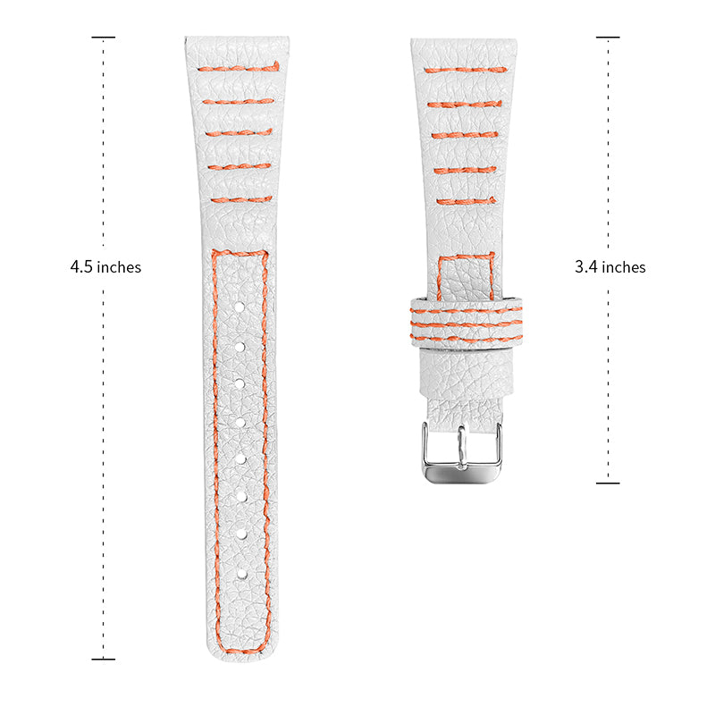 For Pebble 2/Time Round Top Layer Genuine Leather Watch Band Wave Stitching Lines Wrist Strap
