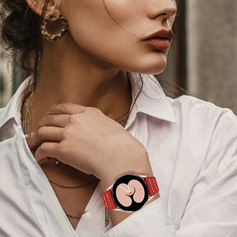 For Huami Amazfit Bip 1S/GTR 42mm/GTS/Bip Lite Soft Durable Top Layer Genuine Leather Wrist Strap Wave Stitching Lines Watchband