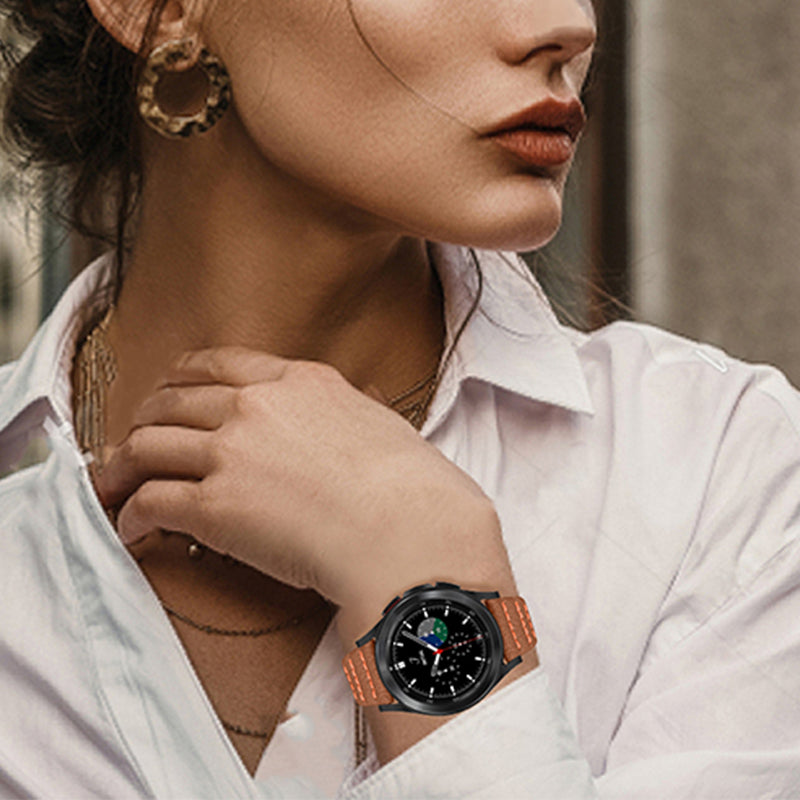 For Huami Amazfit Bip 1S/GTR 42mm/GTS/Bip Lite Soft Durable Top Layer Genuine Leather Wrist Strap Wave Stitching Lines Watchband