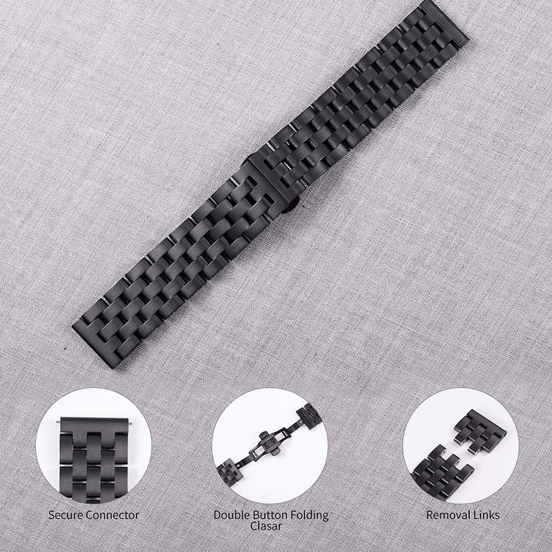 For Huawei Watch 1st Generation/Band S1/Watch Fit/TalkBand B5 18mm Stainless Steel 5 Beads Watch Band Replacement Wrist Strap