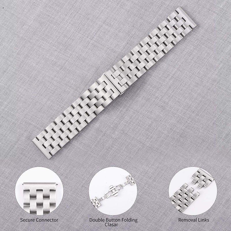 For Huawei Watch 1st Generation/Band S1/Watch Fit/TalkBand B5 18mm Stainless Steel 5 Beads Watch Band Replacement Wrist Strap