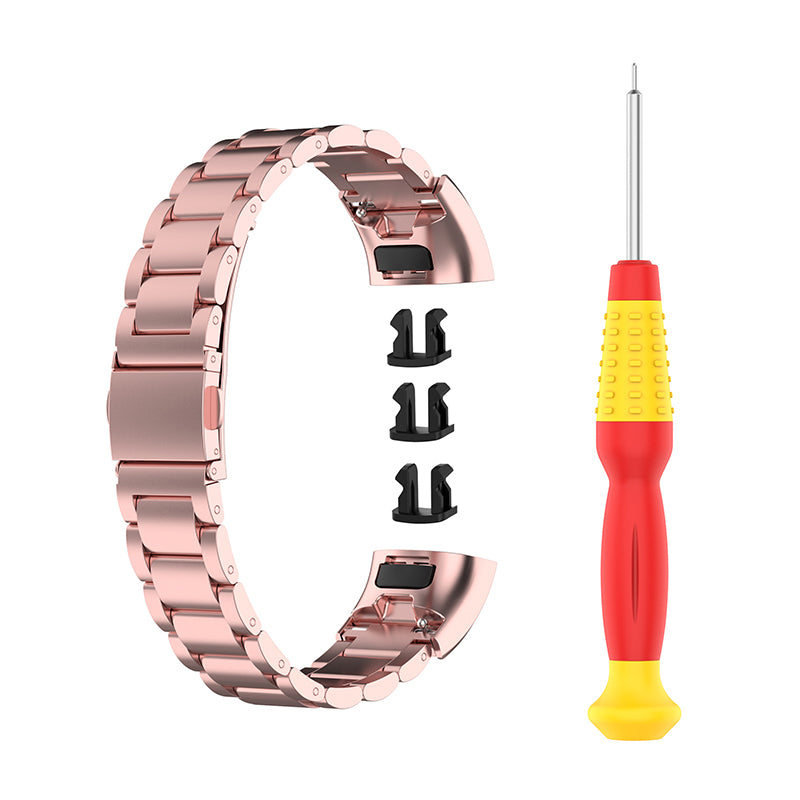 For Honor Band 4/5 Stylish Watch Band Stainless Steel 3 Beads Replacement Wrist Strap with Buckles
