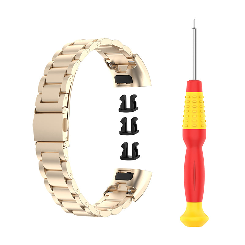 For Honor Band 4/5 Stylish Watch Band Stainless Steel 3 Beads Replacement Wrist Strap with Buckles