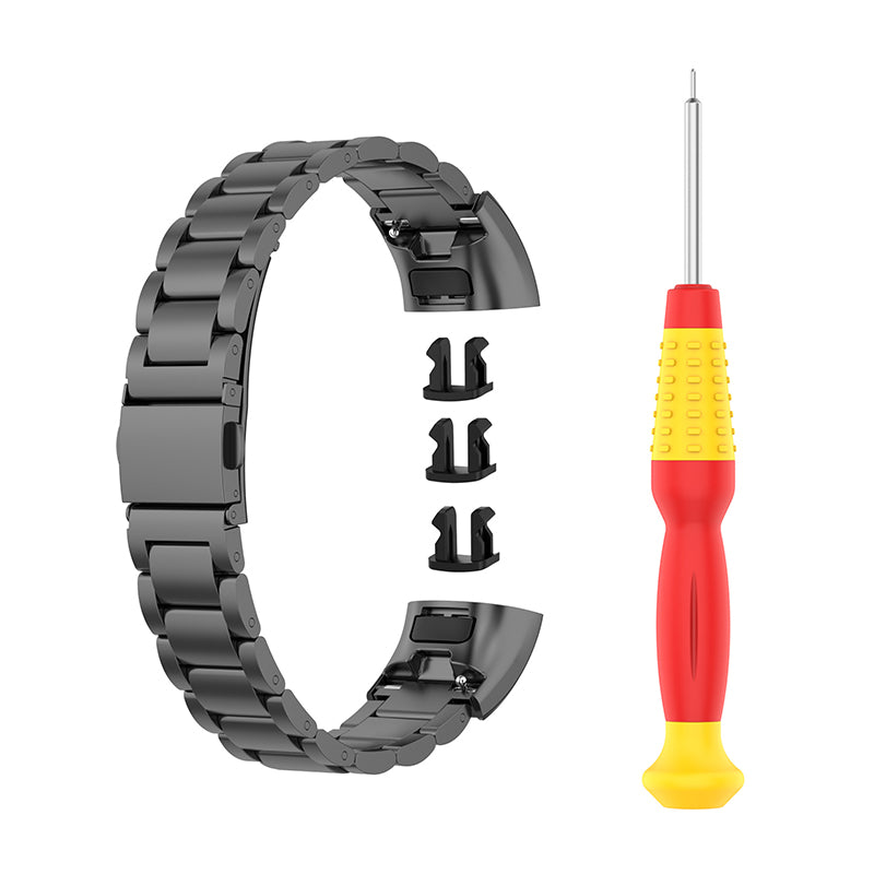 For Honor Band 4/5 Stylish Watch Band Stainless Steel 3 Beads Replacement Wrist Strap with Buckles