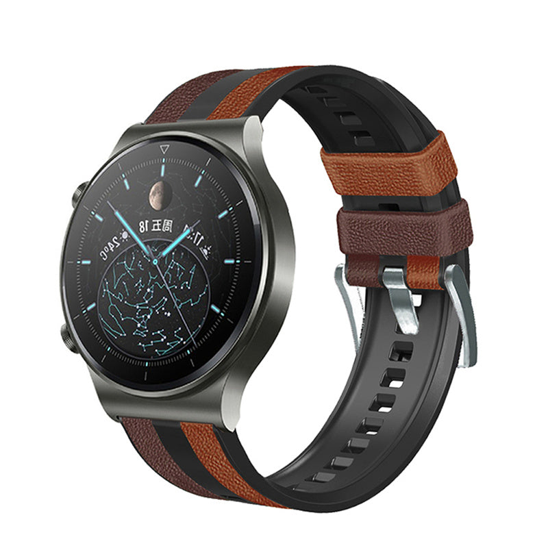 For Huawei Watch GT3/Huami Amazfit GTR3 Three Color Design 22mm Leather Coated Silicone Wrist Band Replacement Smartwatch Strap