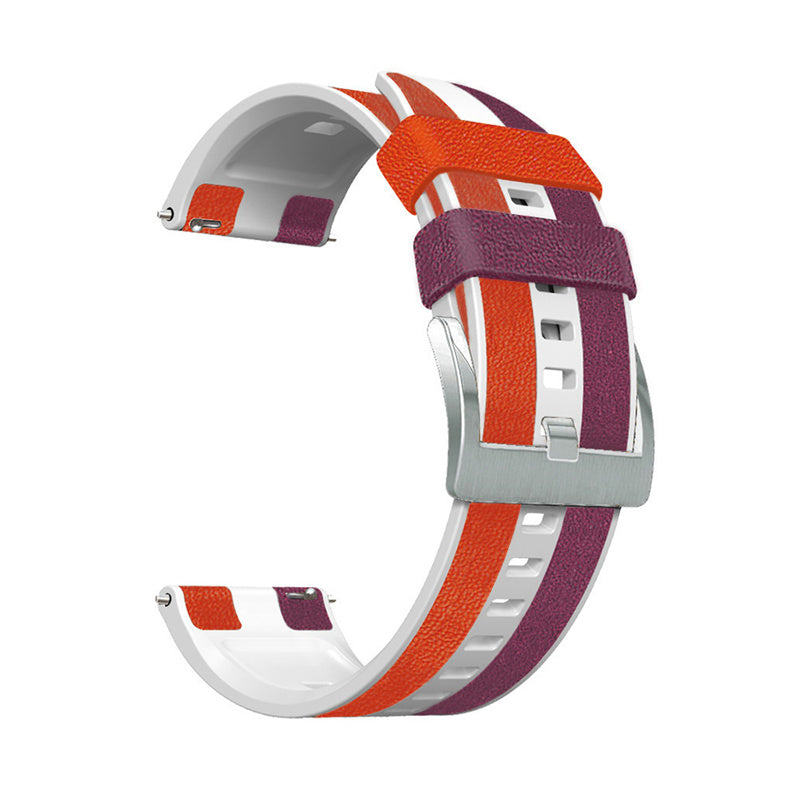 For Huawei Watch GT3/Huami Amazfit GTR3 Three Color Design 22mm Leather Coated Silicone Wrist Band Replacement Smartwatch Strap