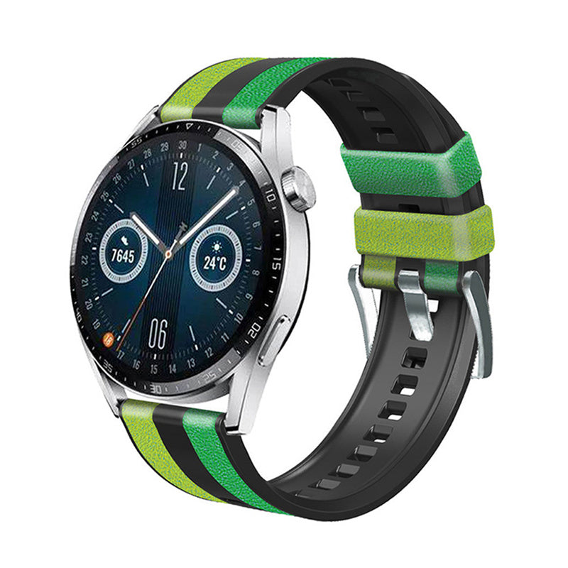 For Huawei Watch GT3/Huami Amazfit GTR3 Three Color Design 22mm Leather Coated Silicone Wrist Band Replacement Smartwatch Strap
