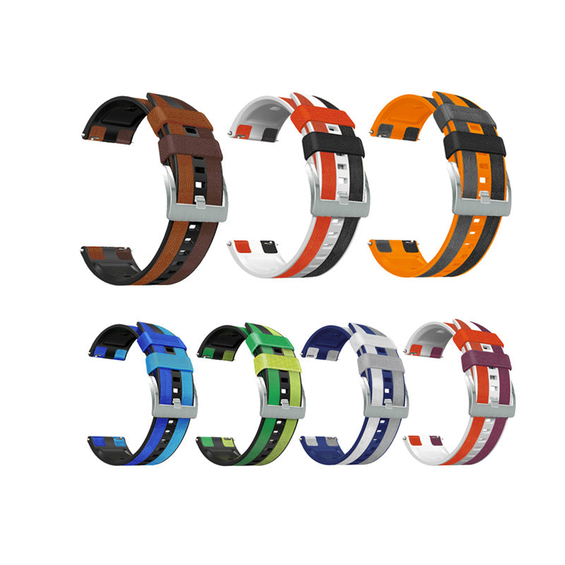 For Huawei Watch GT3/Huami Amazfit GTR3 Three Color Design 22mm Leather Coated Silicone Wrist Band Replacement Smartwatch Strap