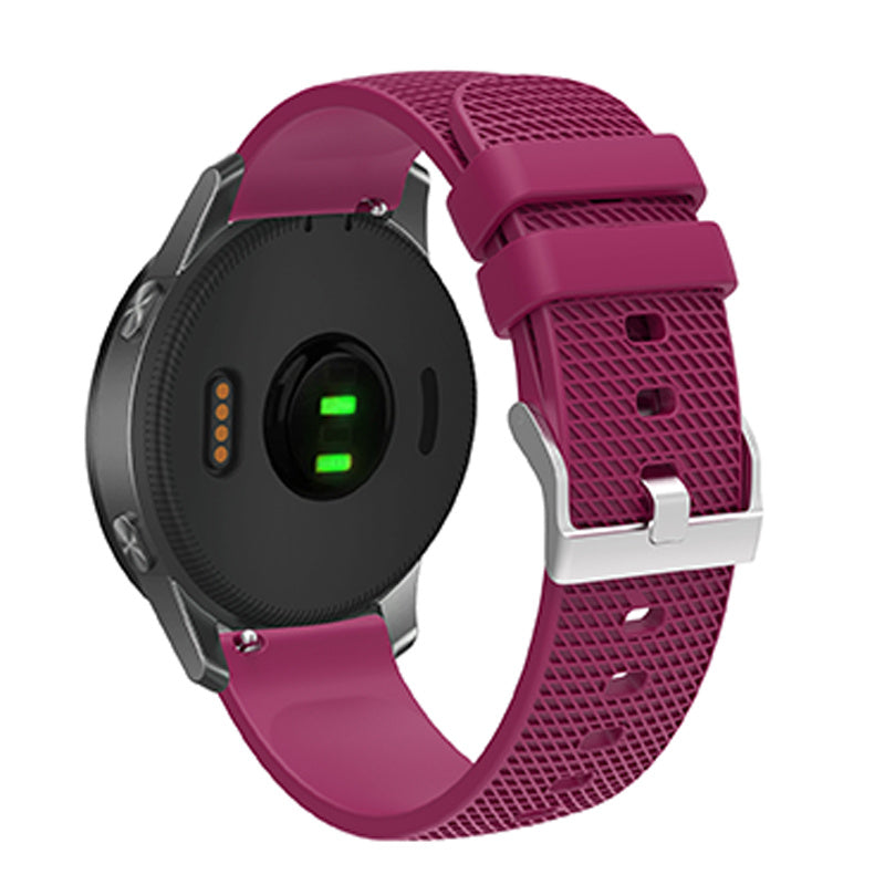 For Huawei TalkBand B5 Grid Design Soft Silicone Watch Band 18mm Replacement Strap with Silver Buckle