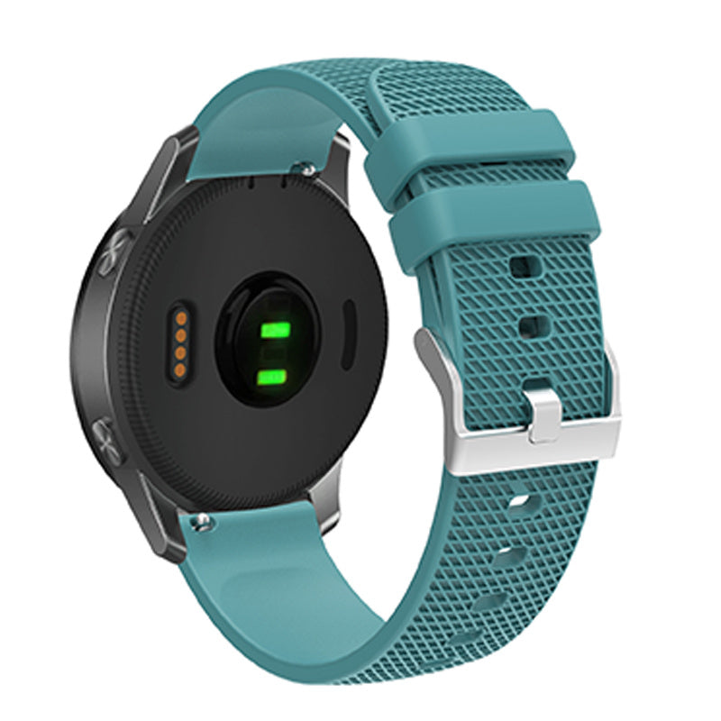 For Huawei TalkBand B5 Grid Design Soft Silicone Watch Band 18mm Replacement Strap with Silver Buckle