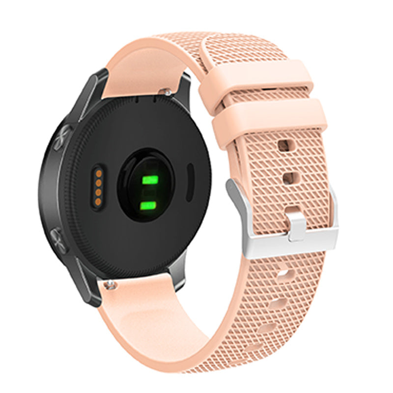 For Huawei TalkBand B5 Grid Design Soft Silicone Watch Band 18mm Replacement Strap with Silver Buckle