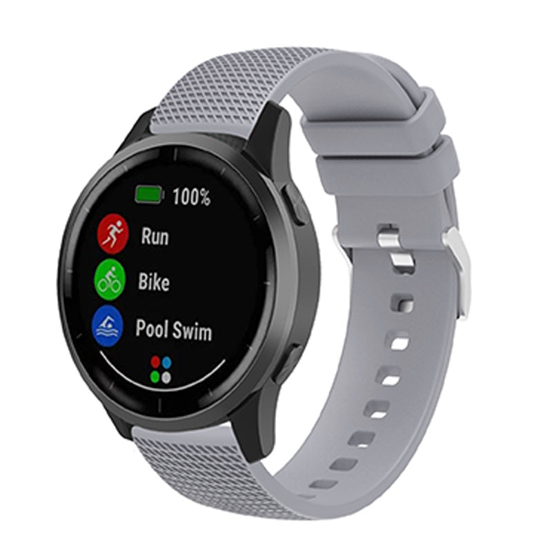 For Huawei TalkBand B5 Grid Design Soft Silicone Watch Band 18mm Replacement Strap with Silver Buckle