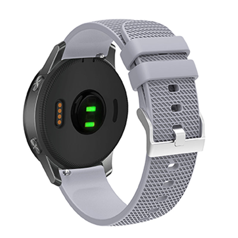 For Huawei TalkBand B5 Grid Design Soft Silicone Watch Band 18mm Replacement Strap with Silver Buckle