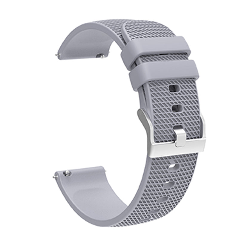 For Huawei TalkBand B5 Grid Design Soft Silicone Watch Band 18mm Replacement Strap with Silver Buckle