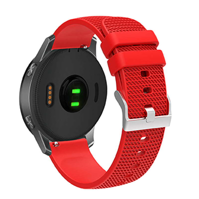 For Huawei TalkBand B5 Grid Design Soft Silicone Watch Band 18mm Replacement Strap with Silver Buckle