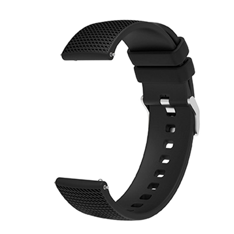 For Huawei TalkBand B5 Grid Design Soft Silicone Watch Band 18mm Replacement Strap with Silver Buckle