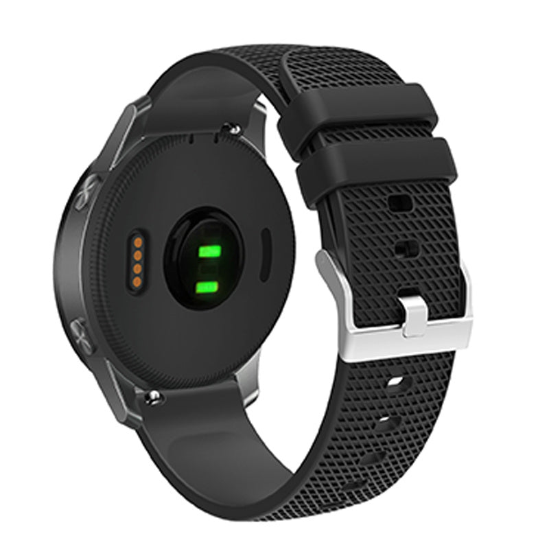 For Huawei TalkBand B5 Grid Design Soft Silicone Watch Band 18mm Replacement Strap with Silver Buckle