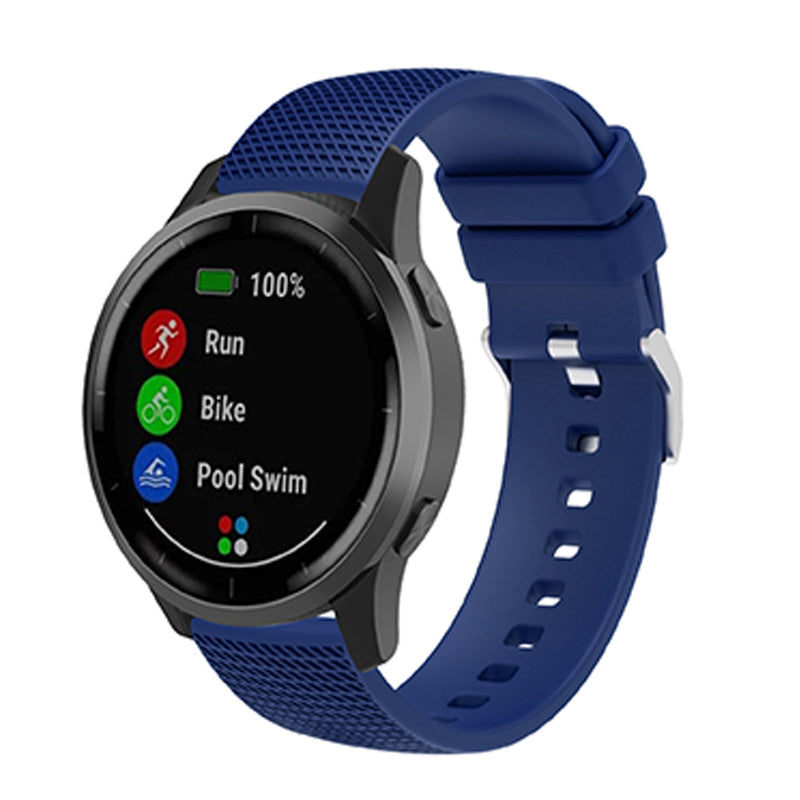 For Huawei TalkBand B5 Grid Design Soft Silicone Watch Band 18mm Replacement Strap with Silver Buckle