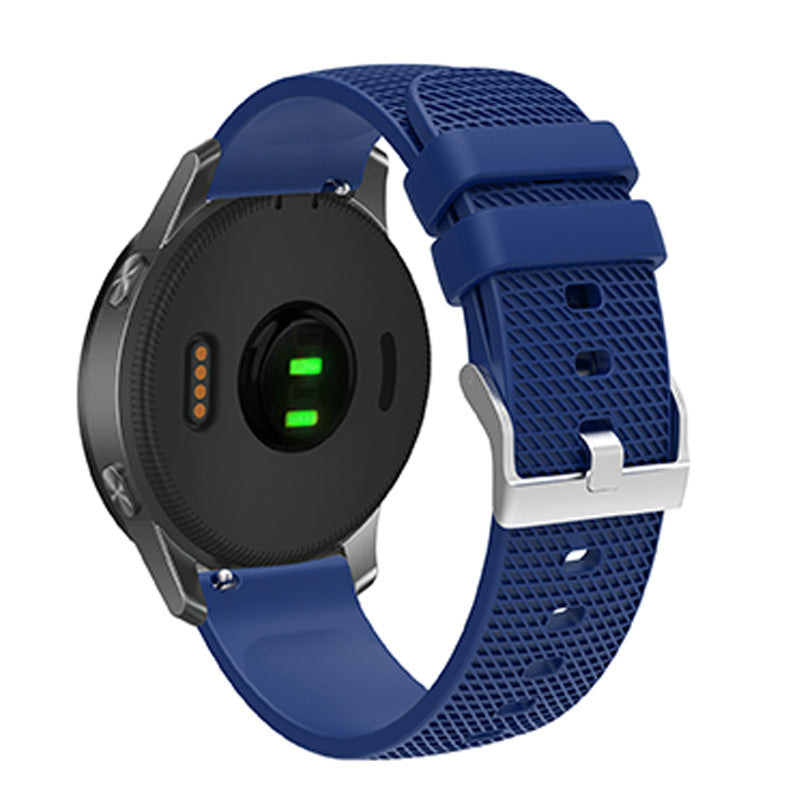 For Huawei TalkBand B5 Grid Design Soft Silicone Watch Band 18mm Replacement Strap with Silver Buckle