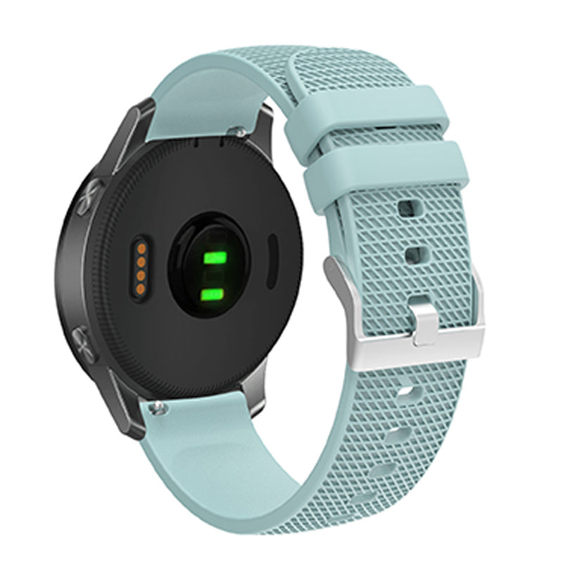 For Huawei TalkBand B5 Grid Design Soft Silicone Watch Band 18mm Replacement Strap with Silver Buckle