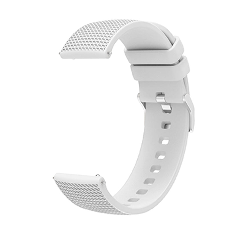 For Huawei TalkBand B5 Grid Design Soft Silicone Watch Band 18mm Replacement Strap with Silver Buckle