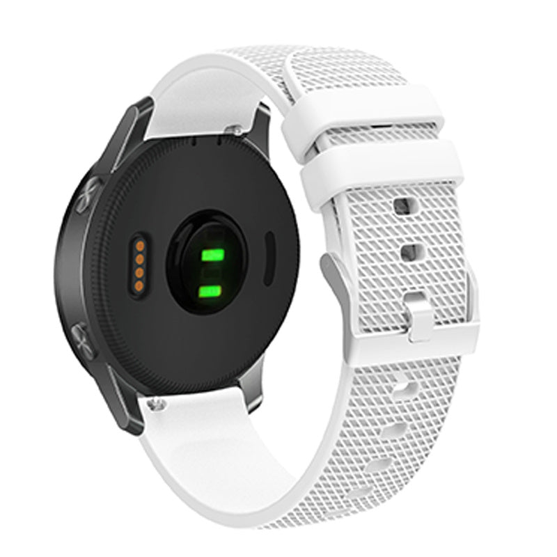For Huawei TalkBand B5 Grid Design Soft Silicone Watch Band 18mm Replacement Strap with Silver Buckle