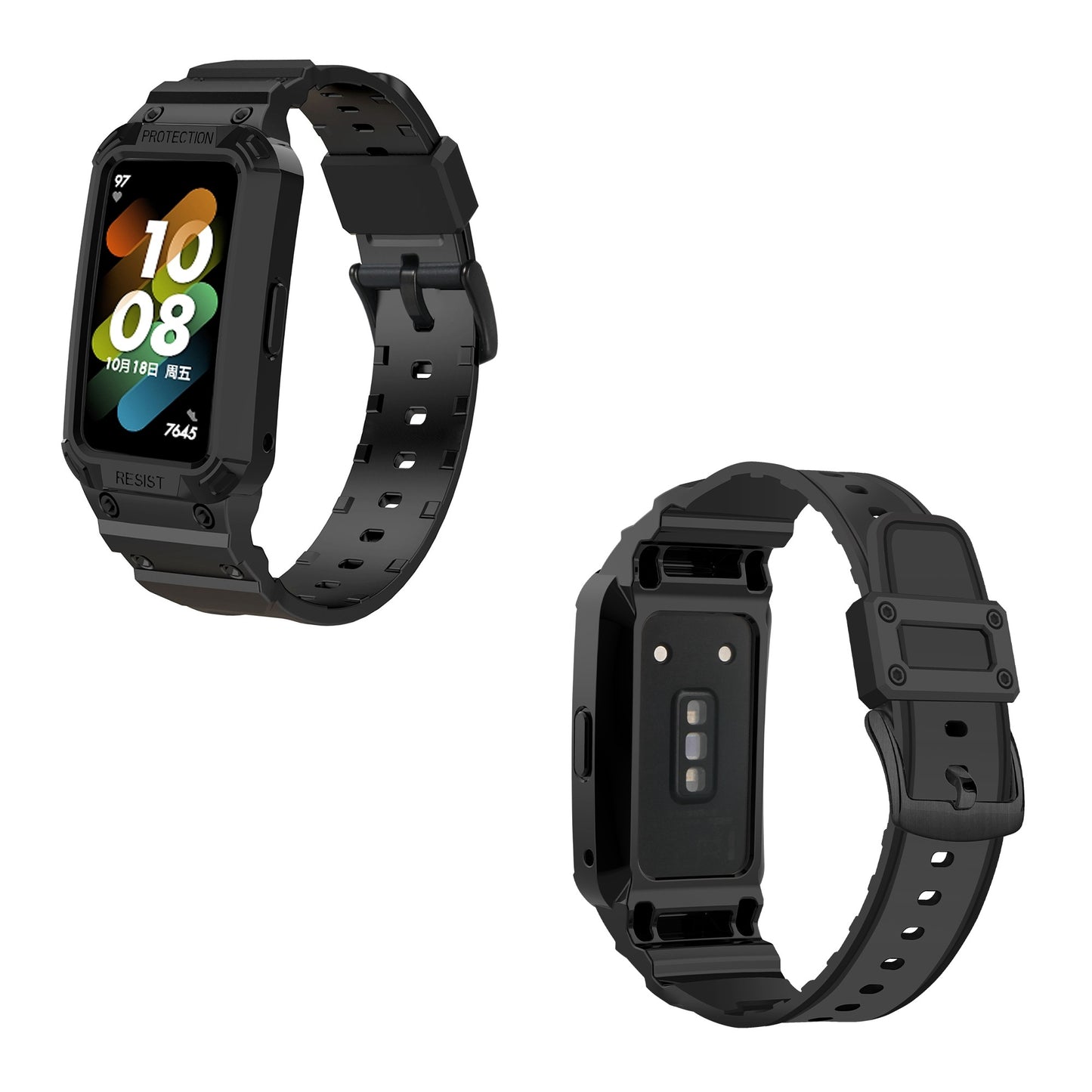 For Honor Band 6/Huawei Band 6/7 Replacement TPU Watch Band Adjustable Wrist Strap + Watch Case