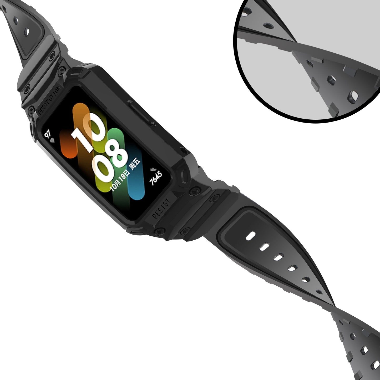 For Honor Band 6/Huawei Band 6/7 Replacement TPU Watch Band Adjustable Wrist Strap + Watch Case
