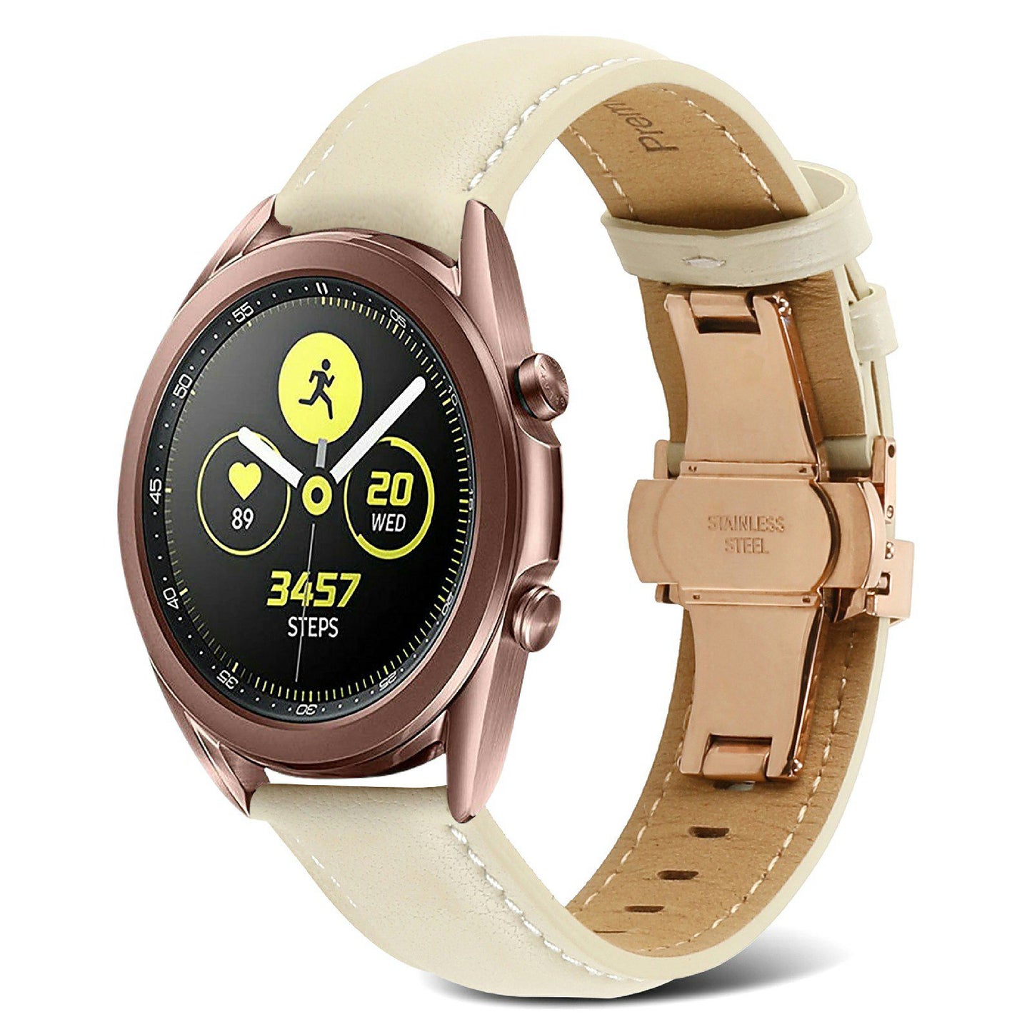 For Huawei Watch GT 3 Pro 46mm/Garmin Venu 2 22mm Stitching Line Genuine Leather Watch Band Strap Replacement