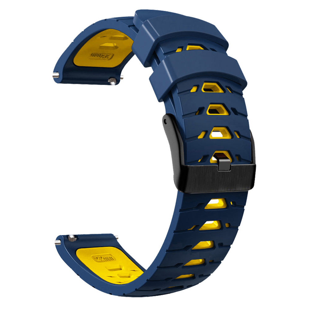 For Huawei Watch GT Runner/Garmin Venu 2/Vivoactive 4 Trapezoid Three Row Holes Watch Strap Dual Color Silicone Wrist Band