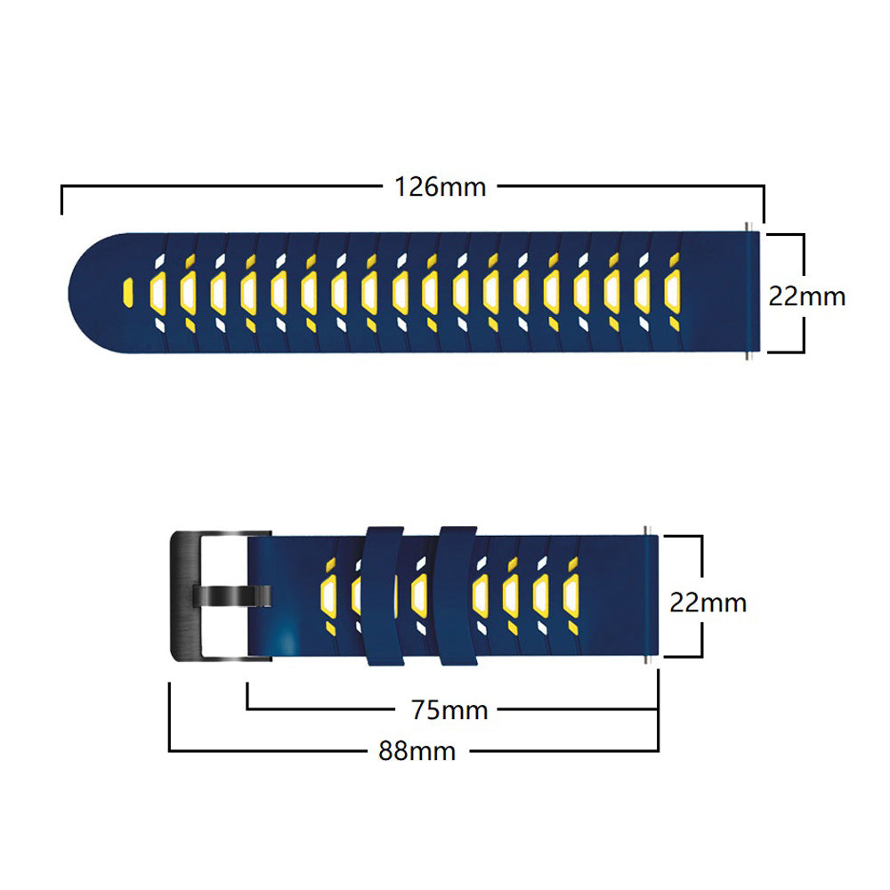For Huawei Watch GT Runner/Garmin Venu 2/Vivoactive 4 Trapezoid Three Row Holes Watch Strap Dual Color Silicone Wrist Band