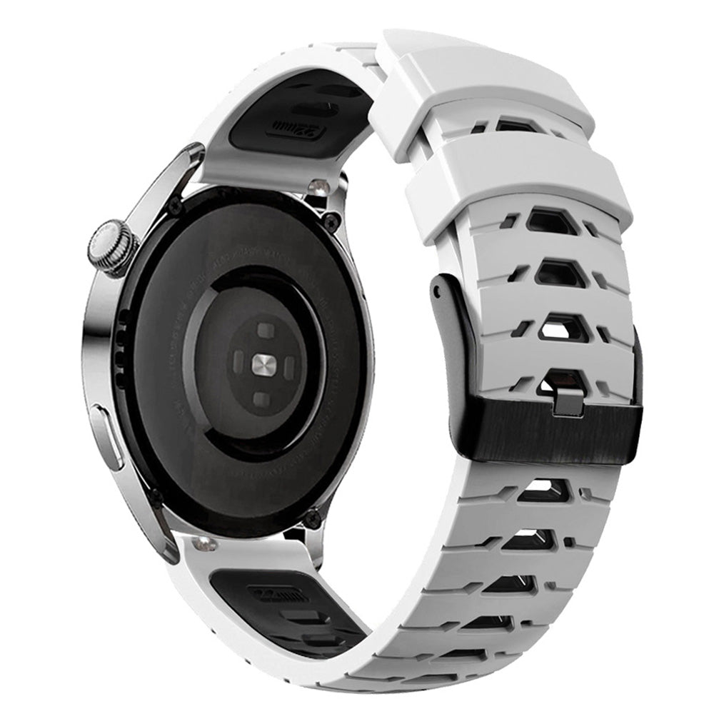 For Huawei Watch GT Runner/Garmin Venu 2/Vivoactive 4 Trapezoid Three Row Holes Watch Strap Dual Color Silicone Wrist Band