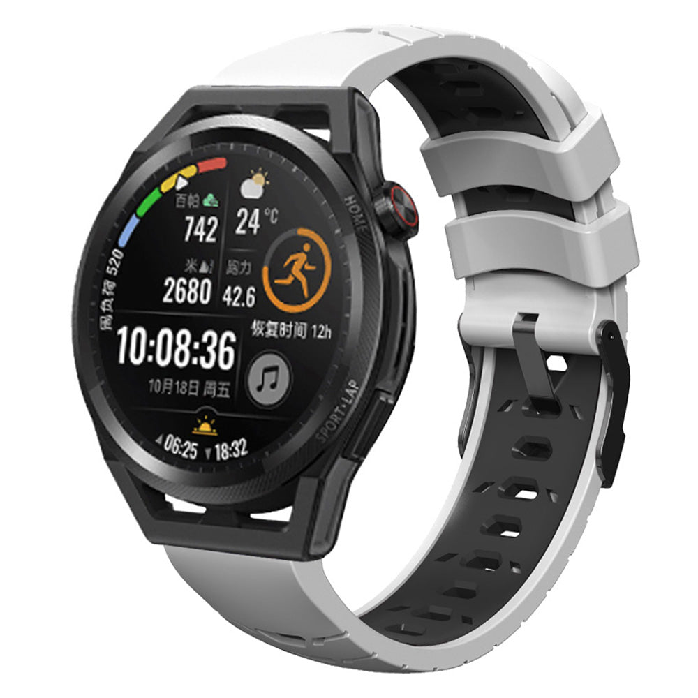 For Huawei Watch GT Runner/Garmin Venu 2/Vivoactive 4 Trapezoid Three Row Holes Watch Strap Dual Color Silicone Wrist Band