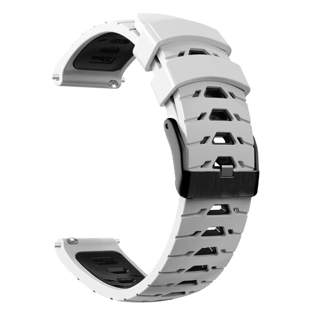 For Huawei Watch GT Runner/Garmin Venu 2/Vivoactive 4 Trapezoid Three Row Holes Watch Strap Dual Color Silicone Wrist Band