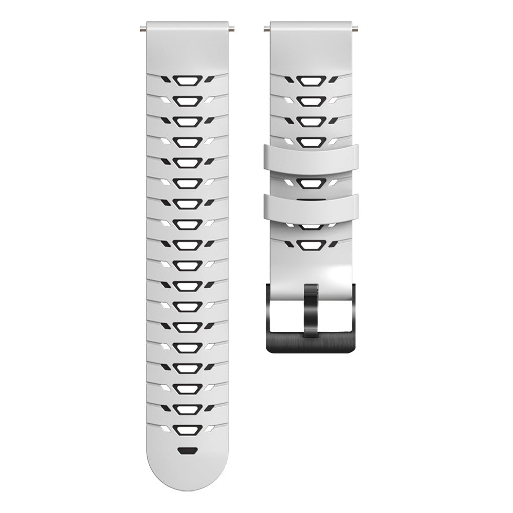 For Huawei Watch GT Runner/Garmin Venu 2/Vivoactive 4 Trapezoid Three Row Holes Watch Strap Dual Color Silicone Wrist Band