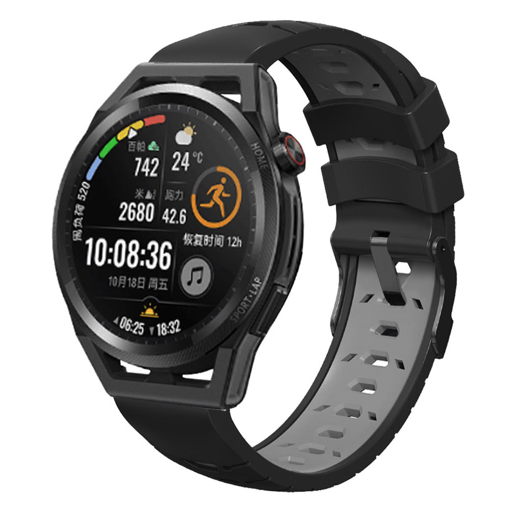 For Huawei Watch GT Runner/Garmin Venu 2/Vivoactive 4 Trapezoid Three Row Holes Watch Strap Dual Color Silicone Wrist Band