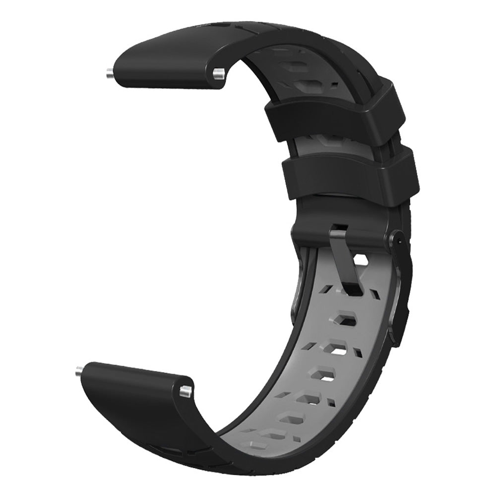 For Huawei Watch GT Runner/Garmin Venu 2/Vivoactive 4 Trapezoid Three Row Holes Watch Strap Dual Color Silicone Wrist Band