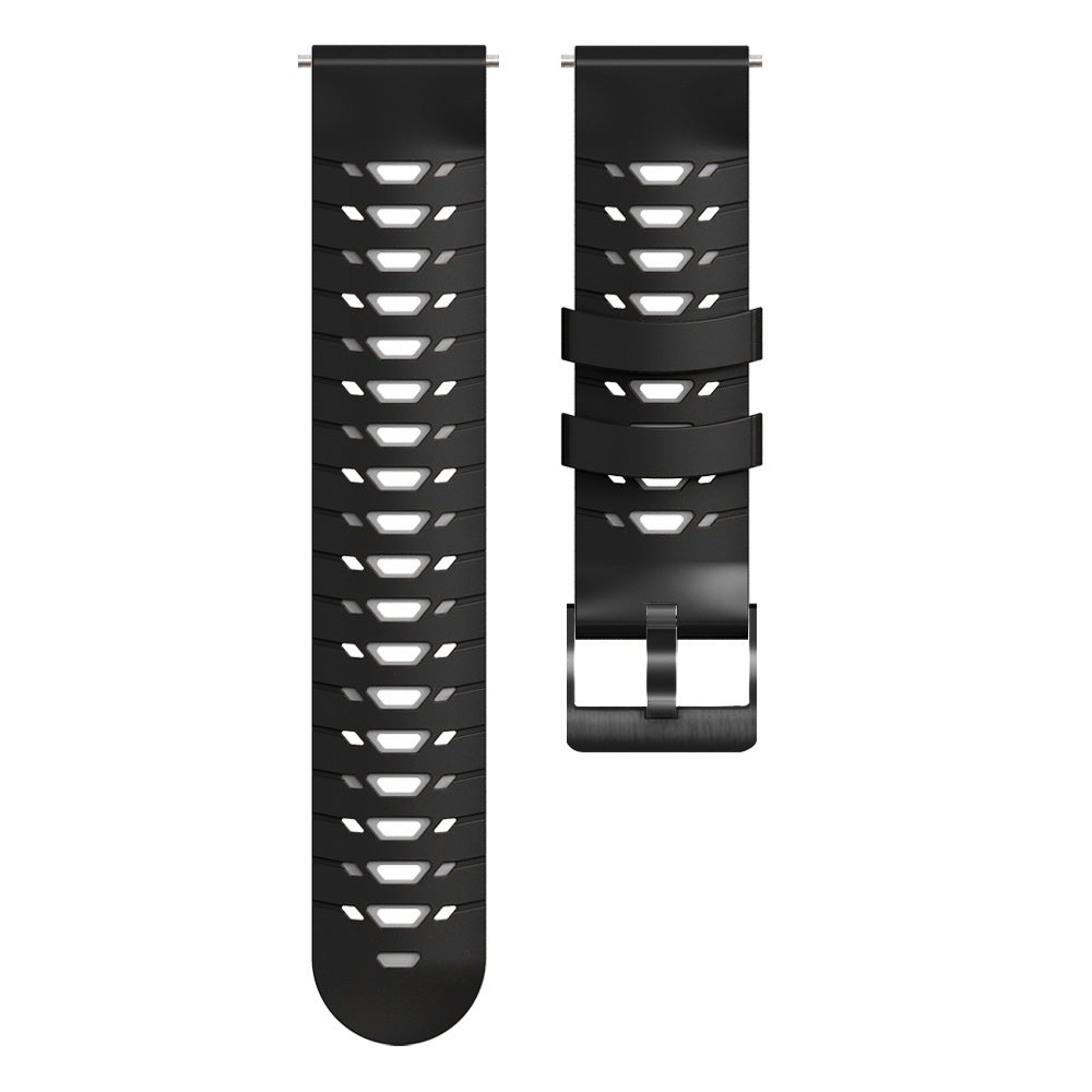 For Huawei Watch GT Runner/Garmin Venu 2/Vivoactive 4 Trapezoid Three Row Holes Watch Strap Dual Color Silicone Wrist Band