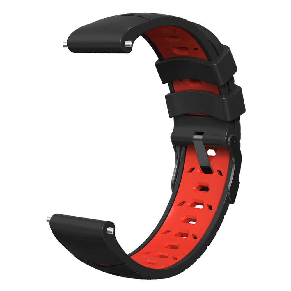 For Huawei Watch GT Runner/Garmin Venu 2/Vivoactive 4 Trapezoid Three Row Holes Watch Strap Dual Color Silicone Wrist Band
