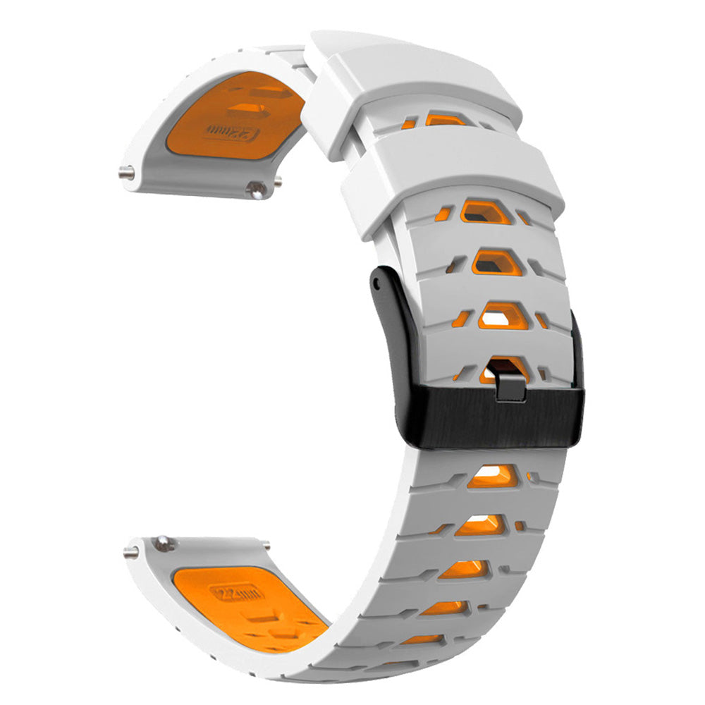 For Huawei Watch GT Runner/Garmin Venu 2/Vivoactive 4 Trapezoid Three Row Holes Watch Strap Dual Color Silicone Wrist Band