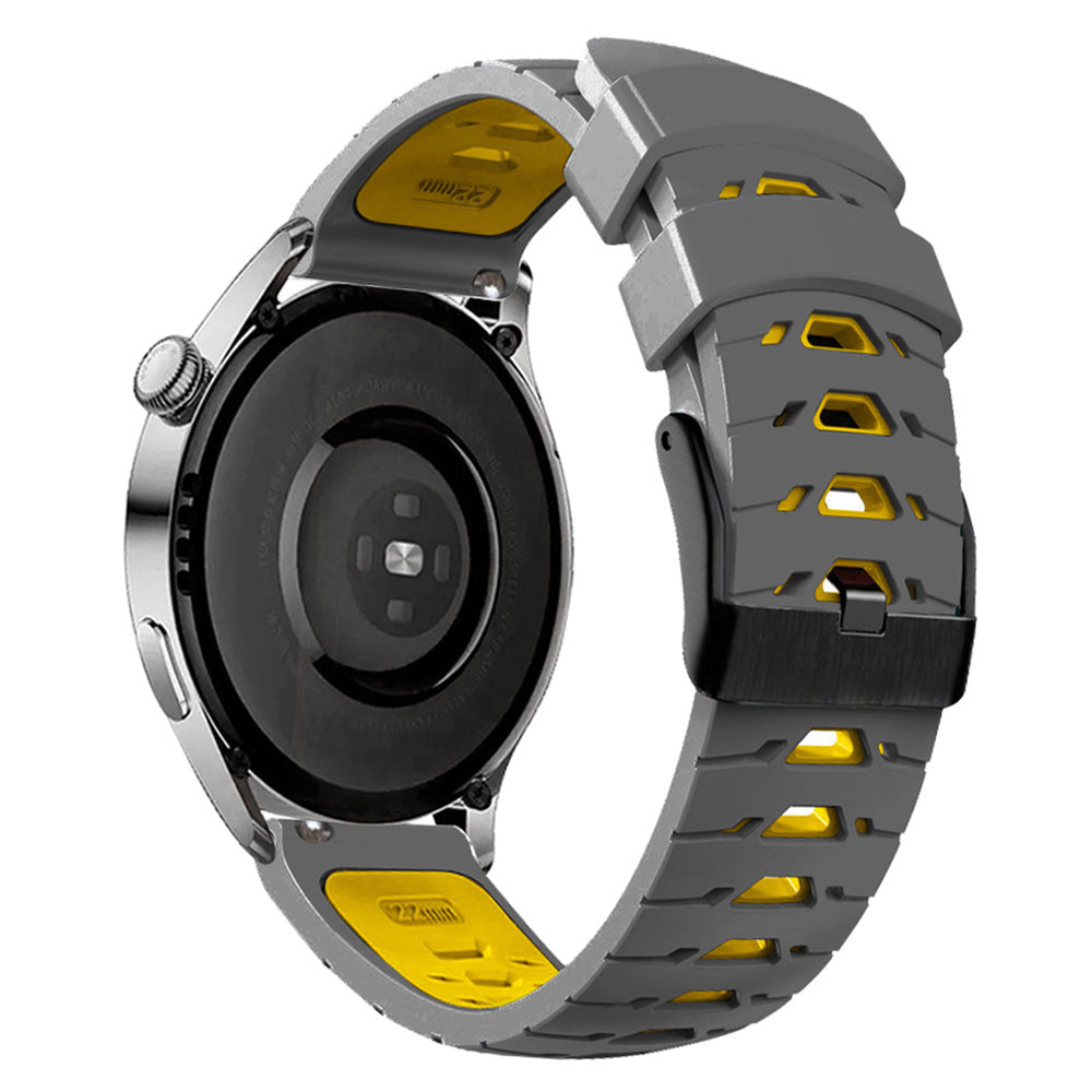 For Huawei Watch GT Runner/Garmin Venu 2/Vivoactive 4 Trapezoid Three Row Holes Watch Strap Dual Color Silicone Wrist Band