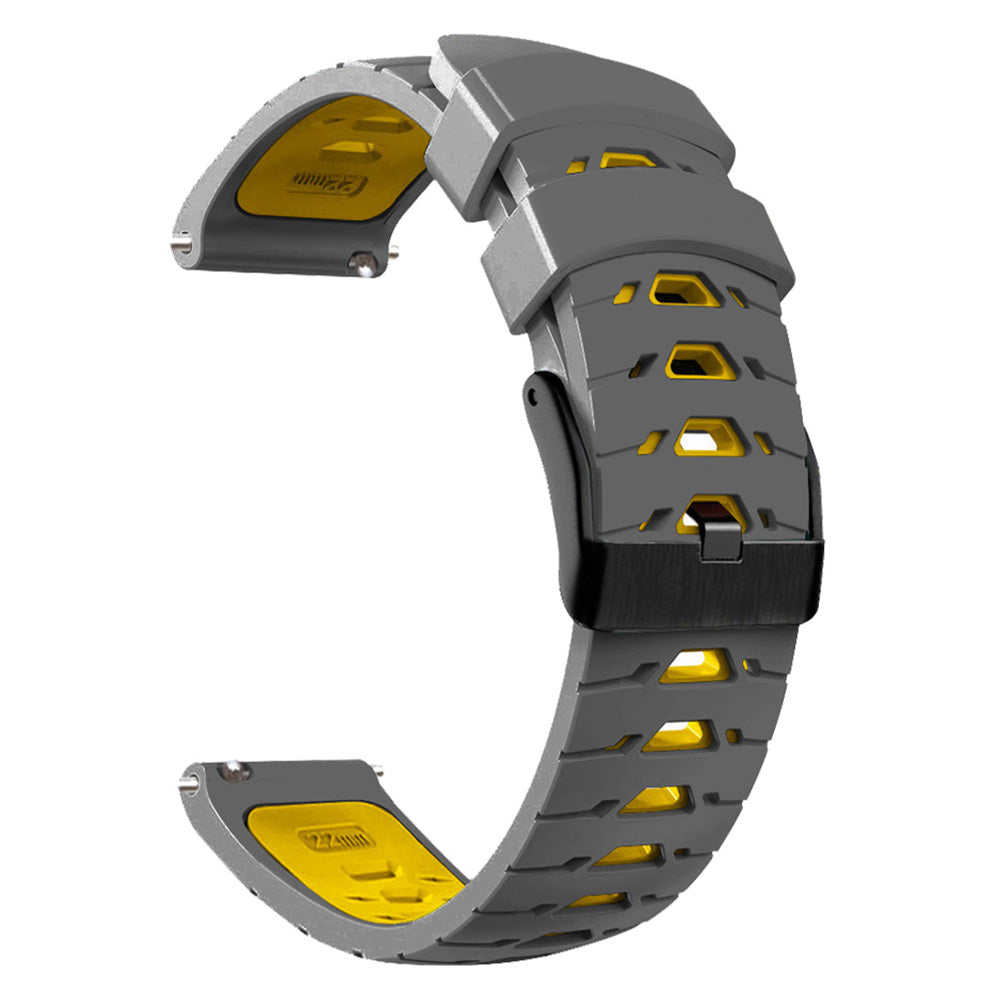For Huawei Watch GT Runner/Garmin Venu 2/Vivoactive 4 Trapezoid Three Row Holes Watch Strap Dual Color Silicone Wrist Band