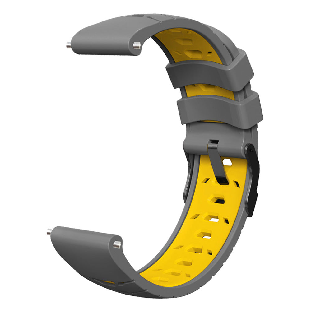 For Huawei Watch GT Runner/Garmin Venu 2/Vivoactive 4 Trapezoid Three Row Holes Watch Strap Dual Color Silicone Wrist Band